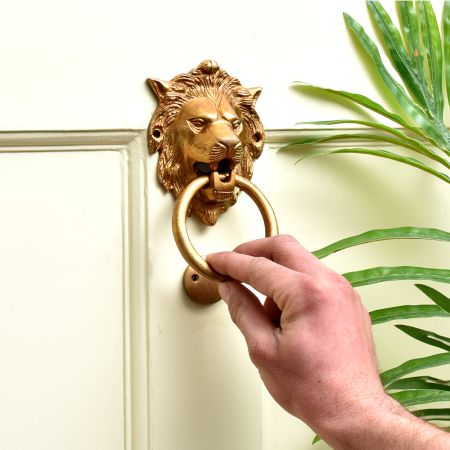 Brass Lion Face Door Knocker
